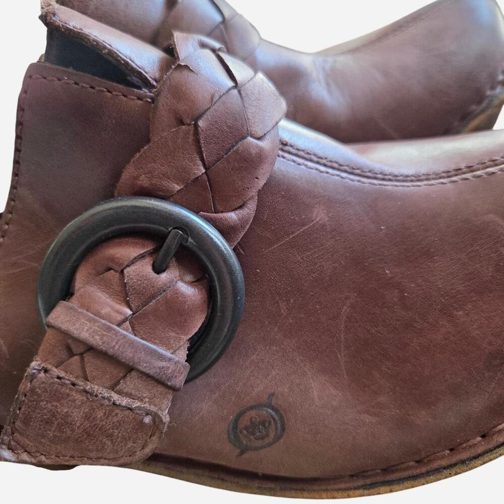 Born brandbrown leather clogs with - Picture 6 of 8